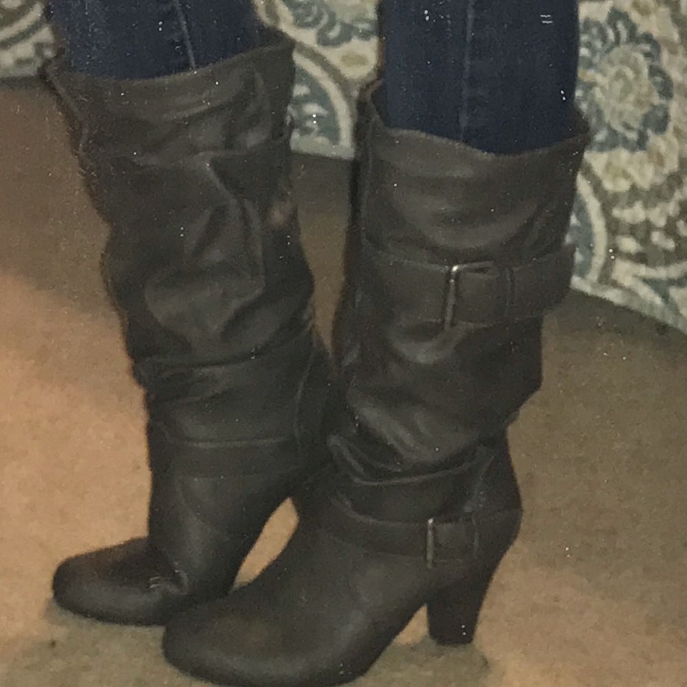 Grey Slouch Boots w/Heels